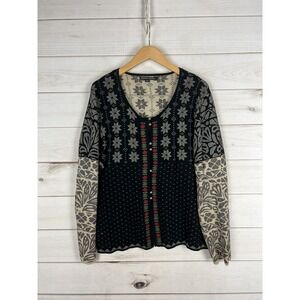 Gudrun Sjoden Black and Cream Floral Cardigan